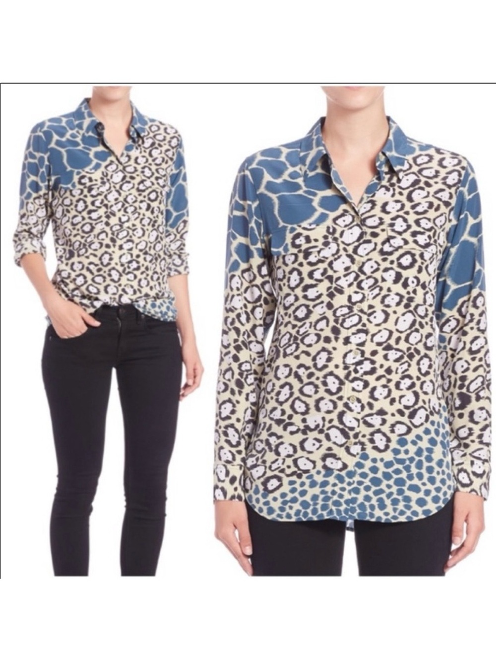 Equipment Femme Cape Town Animal Print Silk Top